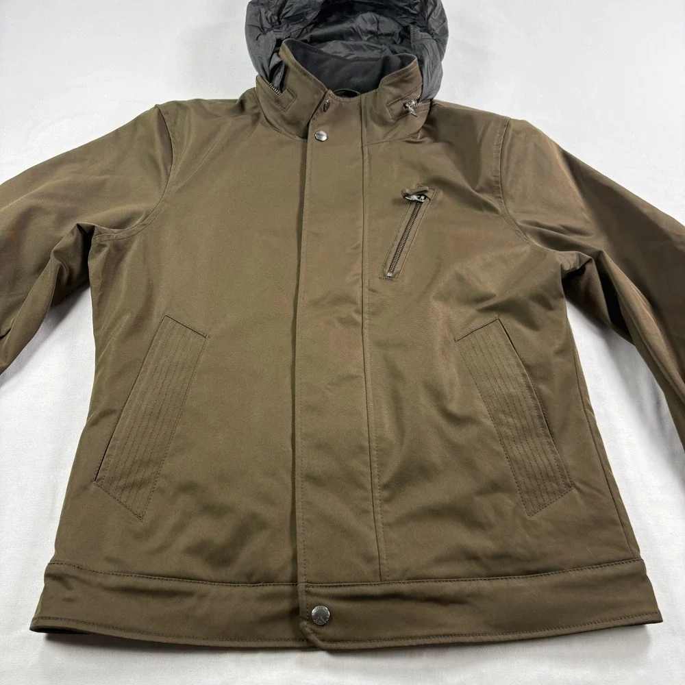 Banana Republic Jacket Mens Medium Olive Green Full Zip Moto Casual Hooded